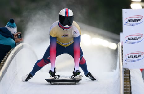Matt Weston crosses the finish line in January’s World Cup in Altenberg, Germany