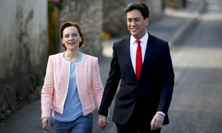 Ed Miliband on the way to vote with his wife Justine in Doncaster, 2015.