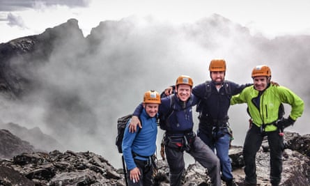 ‘You must get some right muppets’ … Andrew, Richard, Neil and Donald before the ascent.