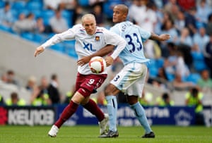 Dean Ashton in action for West Ham against Manchester City in 2008.