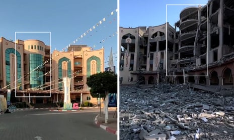 Before and after video footage shows widespread destruction in Gaza City
