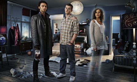 Being Human (left to right) Aidan Turner, Russell Tovey and Lenora Crichlow in the first series.