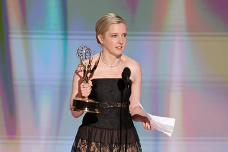 Katie Dippold accepts the Outstanding Writing for a Comedy Series Award for "Widow's Bay" onstage during the 78th Primetime Emmy Awards at Peacock Theater on September 14, 2026 in Los Angeles, California. (Photo by Kevin Winter/Getty Images)
