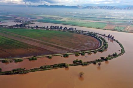 Heavy rain floods agricultural fields in Aydın, Turkey.