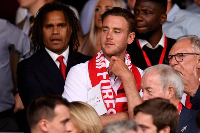 Stuart Broad (and Christian Karembeu) are in a crowded City Ground.