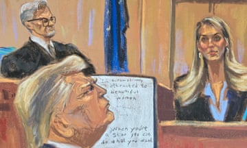 A court sketch of Hope Hicks, a former top aide to Donald Trump, testifying during Trump's criminal trial 