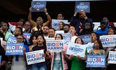Supporters listen as President Joe Biden speaks during a campaign event at Girard College, in Philadelphia.  