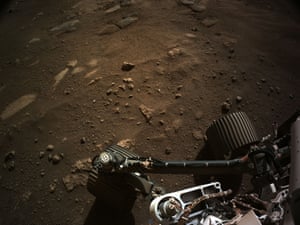 An image from NASA’s Mars Perseverance rover of its new home in the Jezero crater.