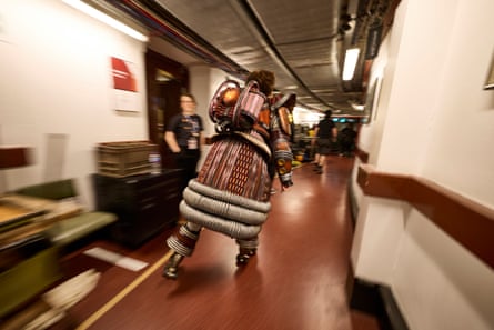 Backstage at the Royal Albert Hall, London, for the Olivier awards where Starlight Express won best costume design