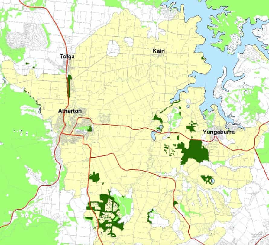 Map from the recovery plan for mabi forest, showing the remaining fragments of forest that volunteers are trying to reconnect