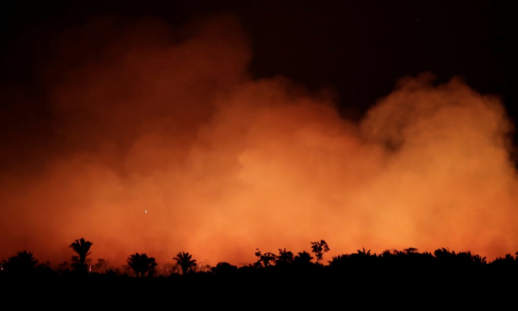 A fire in the Amazon rainforest near Humaita