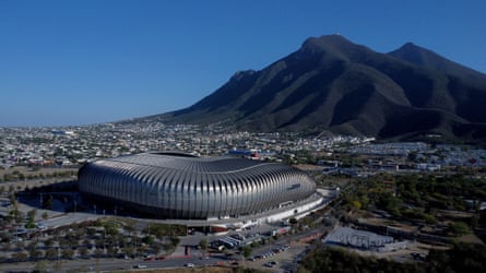 Aerial view of Estadio BBVA in Monterrey, Mexico.