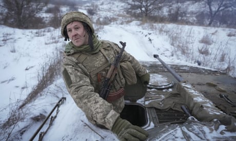 An Ukrainian serviceman near front line position in the Luhansk area, eastern Ukraine on 28 January 2022.