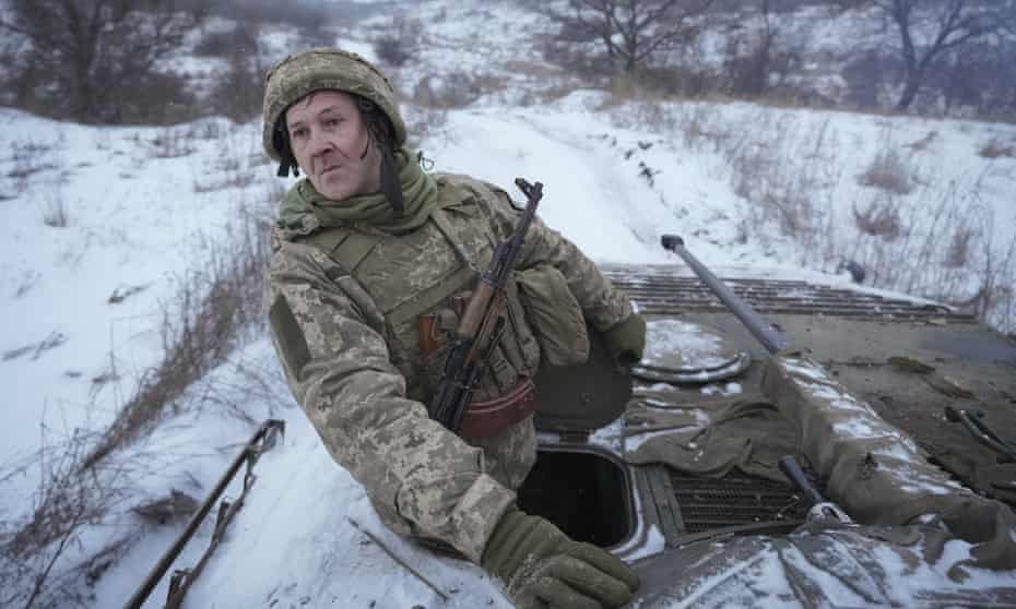 A Ukrainian serviceman near front line position in the Luhansk area, eastern Ukraine.