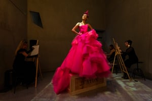A model showcases Jaton designs during the Fashion x Art at the Ian Potter centre in Melbourne.