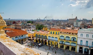View of Plaza Vieja and Havana, Cuba from Edificio Gomez Vila