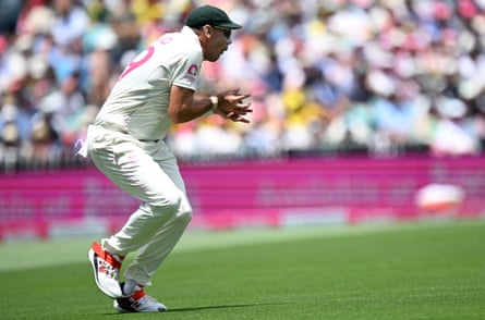 Scott Boland catches Jamie Smith’s shot during day two of the fifth Ashes Test.