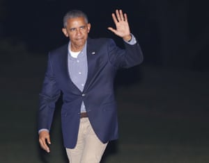 Barack Obama arrives back at the White House on Friday.