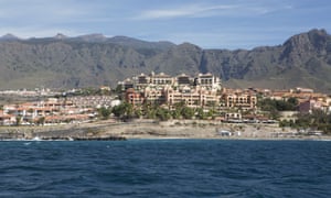 Hotels, resorts and apartment buildings on the Costa Adeje, Tenerife.