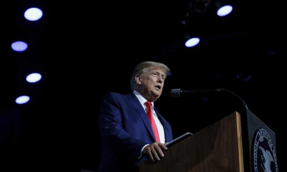 Donald Trump speaks at the NRA conference in Houston, Texas, on 27 May. 