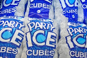 The Ice Co’s Party Ice, as seen in a supermarket freezer cabinet.