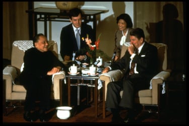 Ronald Reagan meeting Chairman Deng Xiaoping both seated