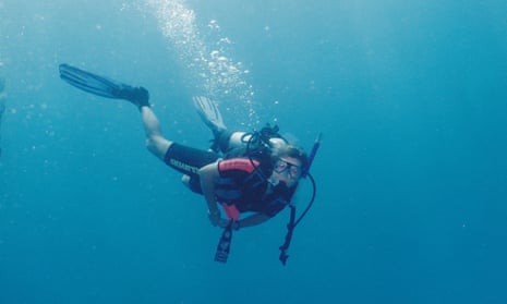 ‘The experience had a profound impact on me’ … Bev Thomas diving on the Great Barrier Reef in 1996.