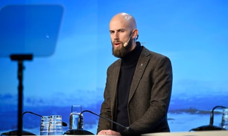 The Swedish minster for Civil Defence, Carl-Oskar Bohlin, speaking at a conference