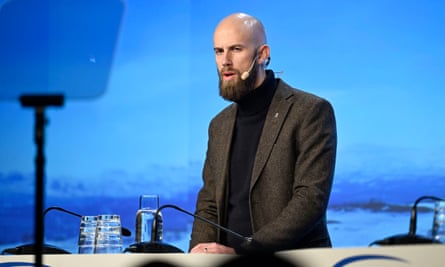 Civil defence minister Carl-Oskar Bohlin at a defence conference in Salen, Sweden, 7 January 2023