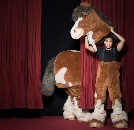 Rhik Samadder dressed as a pantomime horse