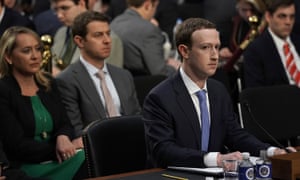 Mark Zuckerberg, the Facebook chief executive, testifies at a joint hearing of the US Senate’s commerce and judiciary committees on Tuesday.