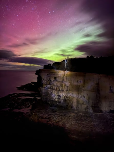 Fossil Bay Lookout as viewed from Fossil Island in Tasmania.