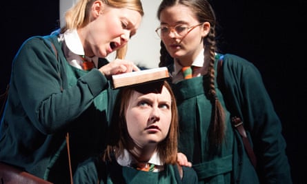 3 schoolgirls in Once a Catholic production