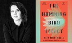 Composite of Kate Mildenhall and her book, the Hummingbird Effect