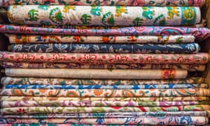 On a roll: block-printed fabrics in a showroom in Jaipur.