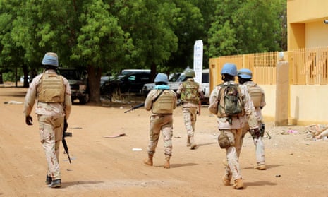 UN peacekeeping soldiers patrol the streets of Gao where the UK troops are expected to be based. 