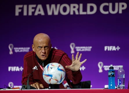 Pierluigi Collina during a Fifa 2022 World Cup briefing.