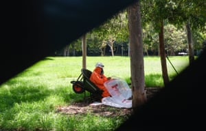Asbestos-contaminated mulch is removed from Harmony Park in Surry Hills, Sydney.