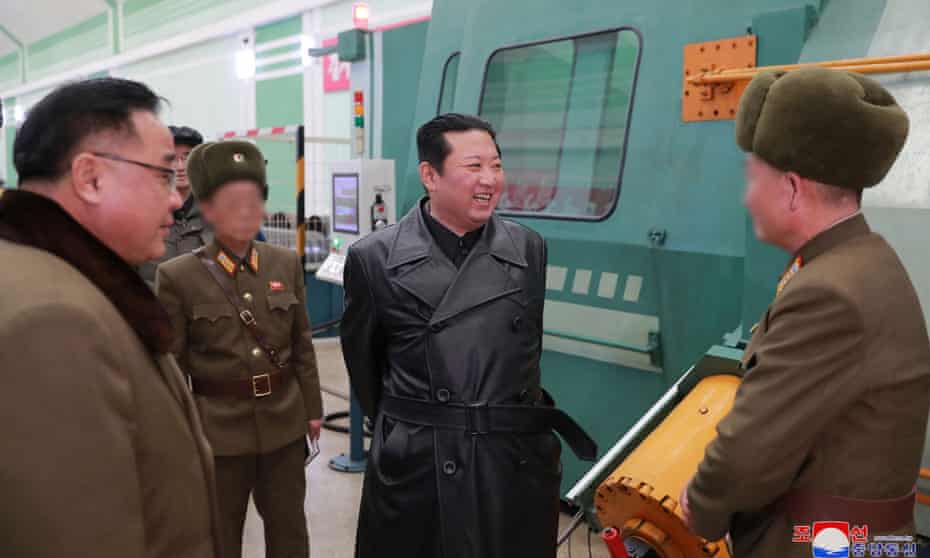 North Korean leader Kim Jong-un visits a munitions factory producing what state media KCNA called a ‘major weapon system’.