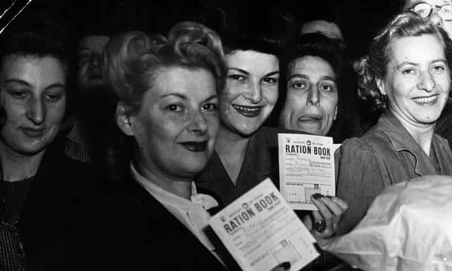 Women queuing with their ration books at Petticoat Lane Market, June 1946.