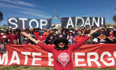Protesters against the Adani coalmine outside Parliament House