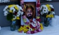 A shrine to Mano Yogalingam with his picture in a frame surrounded by flowersThe refugees, from Sri Lanka, Bangladesh, Pakistan, Iran and Iraq, many of whom have lived in Australia for more than a decade, are seeking permanent residency visas instead of a life of limbo on temporary bridging visas, which forbid them from, among other things, receiving Medicare benefits and from travelling overseas to visit family. The protestors say there are between 8,000 and 10,000 others in similar circumstances.
Photo by Andrew Quilty / The Guardian