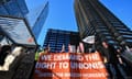 Amazon workers protesting outside Amazon HQ in London in November
