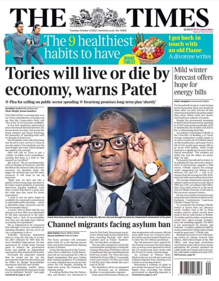 The Times front page from Tuesday 4 October