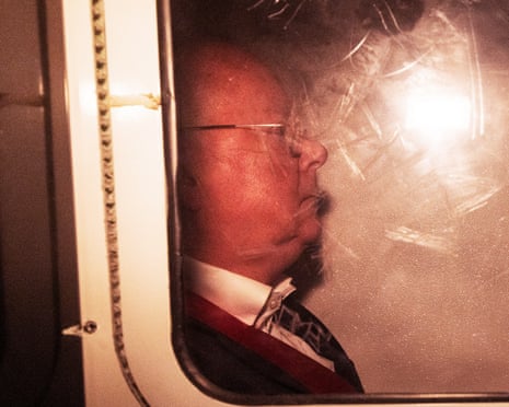 Closeup of Murrell in prison van