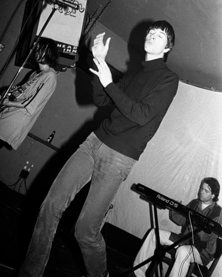 Martin Duffy, bottom right, playing with Primal Scream in 1991.