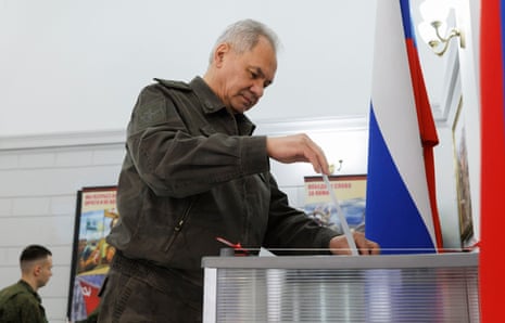 Russian defence minister Sergei Shoigu casts his ballot.