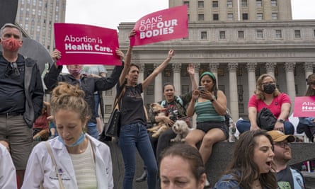 Protesters at a rally for abortion rights