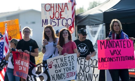 Anti-Biden protesters gather in Boise, Idaho.