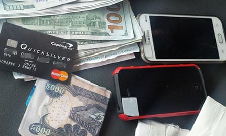 Documents and cash belonging to Mohamad Jamal Khweis, the Isis American fighter near Sinjar.